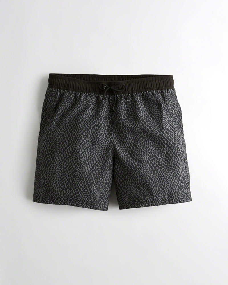 Costumi da Bagno Hollister Uomo Guard Fit Nuotare Trunks Nere Italia (634YLKBS)